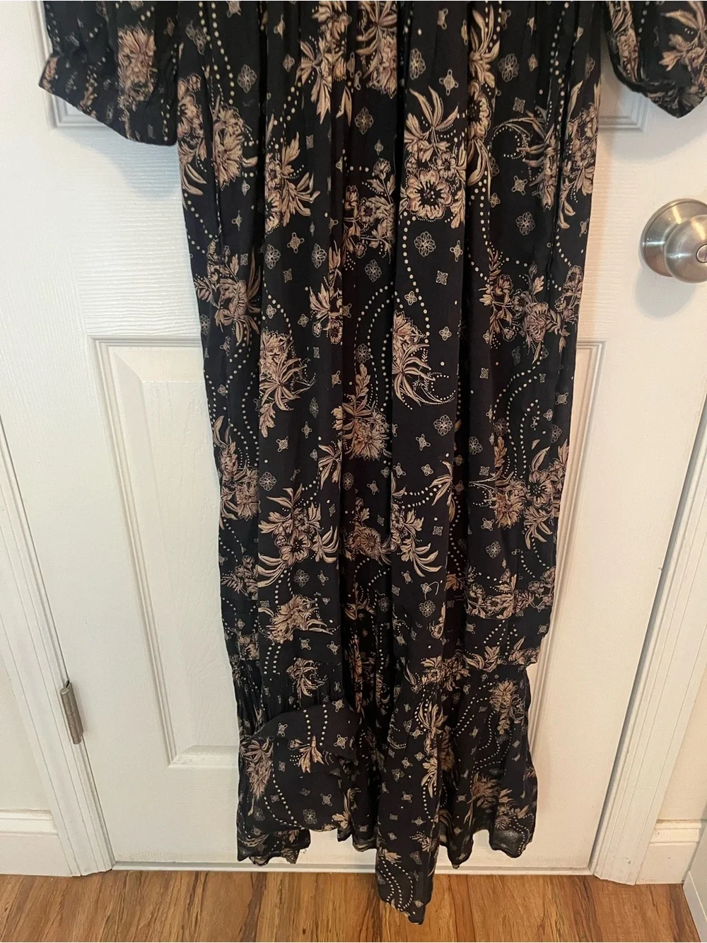 Free People Golden Hour Maxi Dress Black Combo | Boho Floral | Size XS